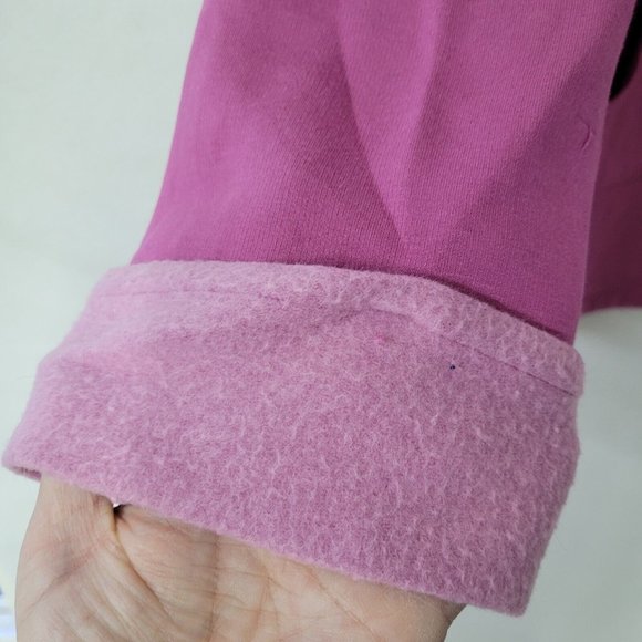 Pajamagram Sweatshirt Women M Pink Fleece Funnel Neck Long Sleeve Pullover - Picture 2 of 13